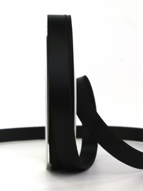 Satinband , schwarz, 15 mm breit, 25 m Rolle