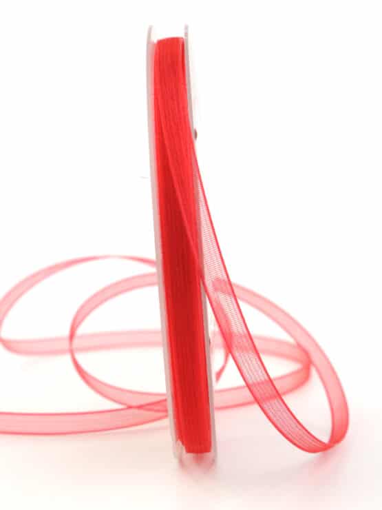 Organzaband/Chiffonband BUDGET, rot, 6 mm breit - organzaband-einfarbig, organzaband
