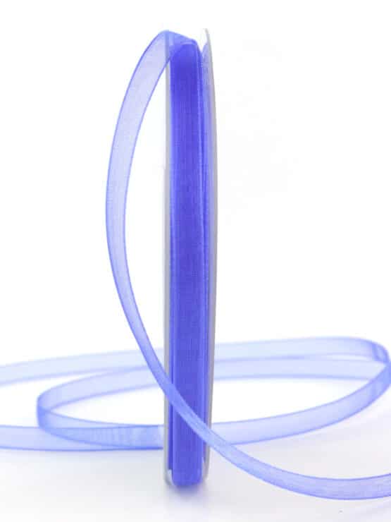 Organzaband/Chiffonband BUDGET, blau, 6 mm breit - organzaband-einfarbig, organzaband