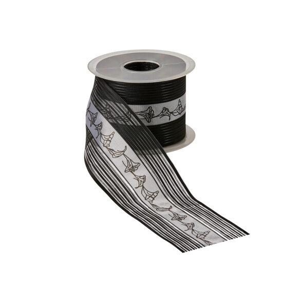 Trauerflor Calla, schwarz, 75 mm breit, 25 m Rolle - trauerbaender, anlaesse-geschenkband-fuer-anlaesse-geschenkbaender, geschenkband-fuer-anlaesse-geschenkbaender, geschenkbaender