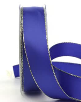 Satinband mit Goldkante, königsblau, 25 mm breit - weihnachtsband, satinband-m-goldkante, geschenkband-weihnachten-einfarbig, geschenkband-weihnachten