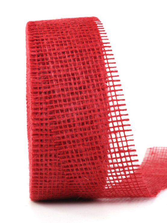 Juteband, rot, 50 mm breit - jutebaender-und-jute-tischlaeufer, geschenkband-dauersortiment-geschenkbaender, eco-baender, geschenkbaender, andere-baender