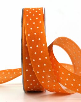 Leinenband mit Punkten, orange, 25 mm breit, 20 m Rolle