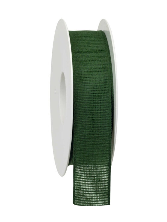 Taftband aus Baumwolle, dunkelgrün, 25 mm breit - biologisch-abbaubar, kompostierbare-geschenkbaender, einfarbige-geschenkbaender, eco-baender, geschenkbaender