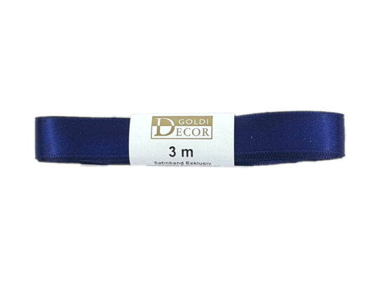 Premium-Satinband, marineblau, 15 mm breit, 3 m Strängchen - geschenkband-dauersortiment-geschenkbaender, premium-qualitaet, satinband-standard, satinbaender, geschenkbaender