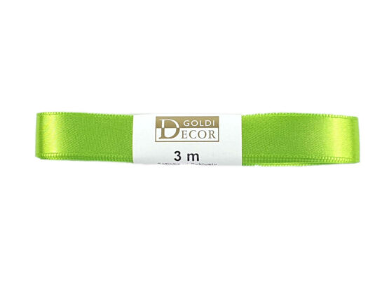 Premium-Satinband, apfelgrün, 15 mm breit, 3 m Strängchen - geschenkband-dauersortiment-geschenkbaender, premium-qualitaet, satinband-standard, satinbaender, geschenkbaender