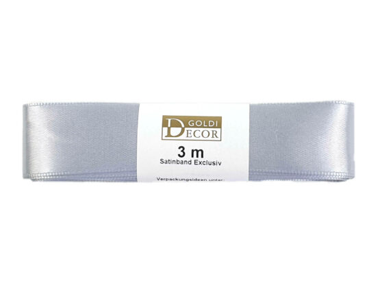 Premium-Satinband, silbergrau, 25 mm breit, 3 m Strängchen - geschenkband-dauersortiment-geschenkbaender, premium-qualitaet, satinband-standard, satinbaender, geschenkbaender