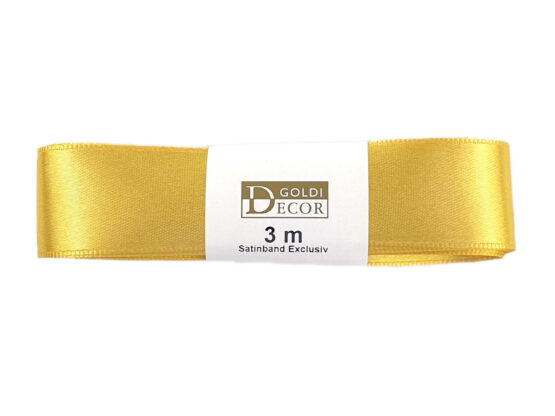 Premium-Satinband, goldgelb, 25 mm breit, 3 m Strängchen - geschenkband-dauersortiment-geschenkbaender, premium-qualitaet, satinband-standard, satinbaender, geschenkbaender