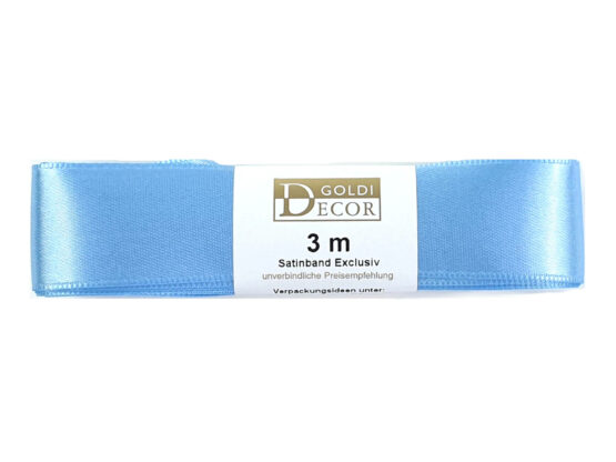 Premium-Satinband, hellblau, 25 mm breit, 3 m Strängchen - satinband-standard, satinbaender, geschenkbaender, geschenkband-dauersortiment-geschenkbaender, premium-qualitaet