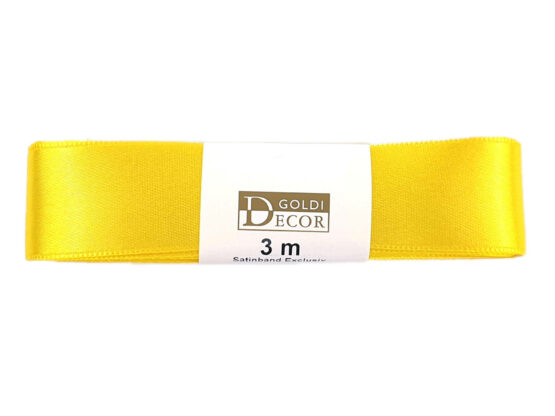 Premium-Satinband, gelb, 25 mm breit, 3 m Strängchen - premium-qualitaet, satinband-standard, satinbaender, geschenkbaender, geschenkband-dauersortiment-geschenkbaender