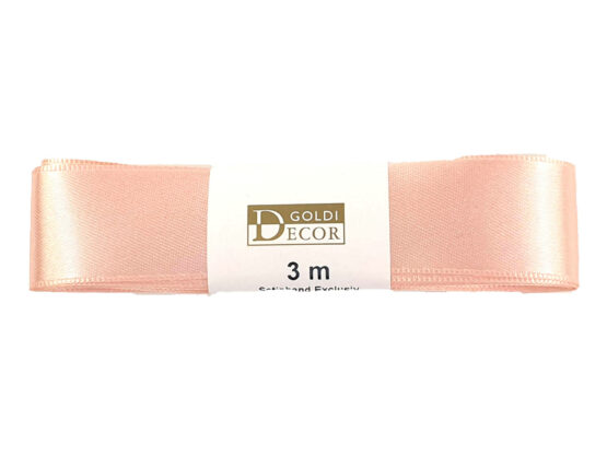 Premium-Satinband, apricot, 25 mm breit, 3 m Strängchen - geschenkband-dauersortiment-geschenkbaender, premium-qualitaet, satinband-standard, satinbaender, geschenkbaender