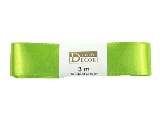 Premium-Satinband, apfelgrün, 25 mm breit, 3 m Strängchen - geschenkband-dauersortiment-geschenkbaender, premium-qualitaet, satinband-standard, satinbaender, geschenkbaender