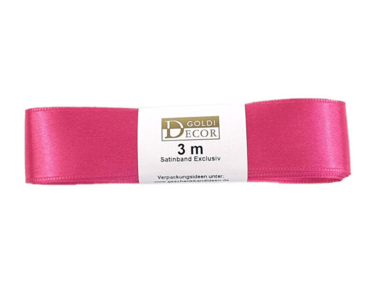 Premium-Satinband, pink, 25 mm breit, 3 m Strängchen - premium-qualitaet, satinband-standard, satinbaender, geschenkbaender, geschenkband-dauersortiment-geschenkbaender