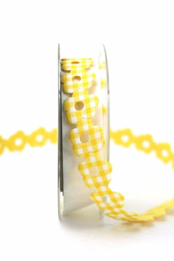 Dekoblütengirlande gelb kariert, 25 mm breit - karoband, dekoband