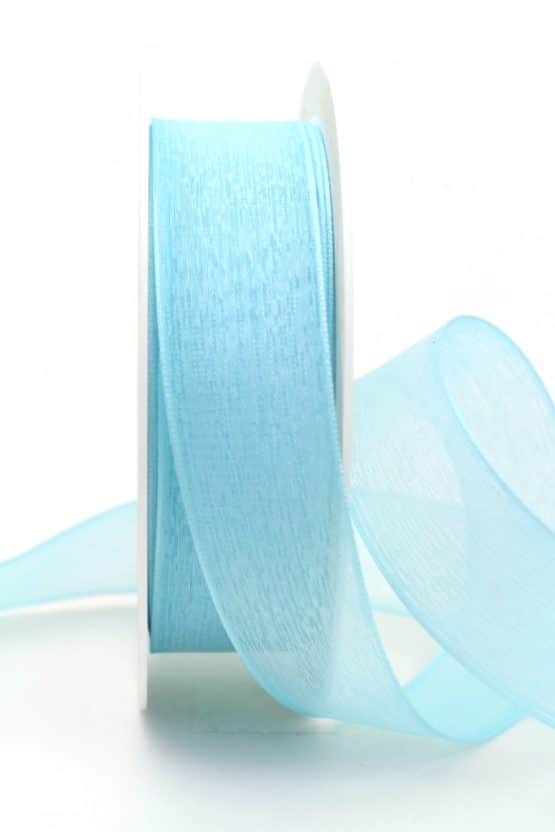 Leinen-Organzaband hellblau, 25 mm - organzaband-einfarbig
