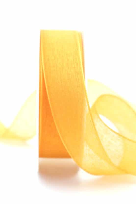 Leinen-Organzaband orange, 25 mm - organzaband-einfarbig