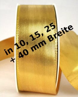 Lamé - Dekoband gold in 10, 15, 25 und 40 mm, ohne Drahtkante - weihnachtsband