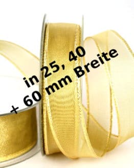Transparentes Dekoband für Weihnachten, 25, 40 und 60 mm, gold - weihnachtsband