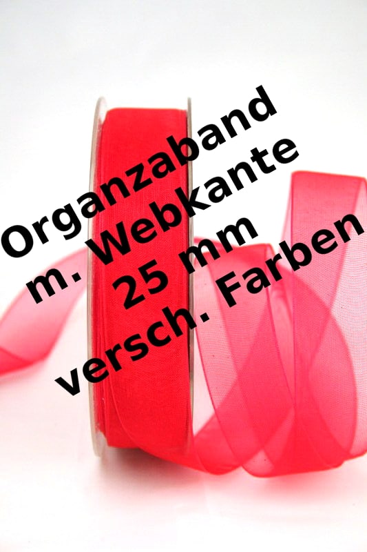 Organzaband 25 mm, mit Webkante - organzaband, webkante-organzaband