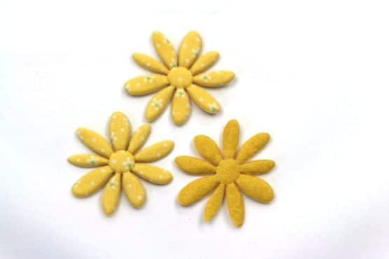 Dekoblüte gelb geblümt, 52 mm, 20 Stück - accessoires