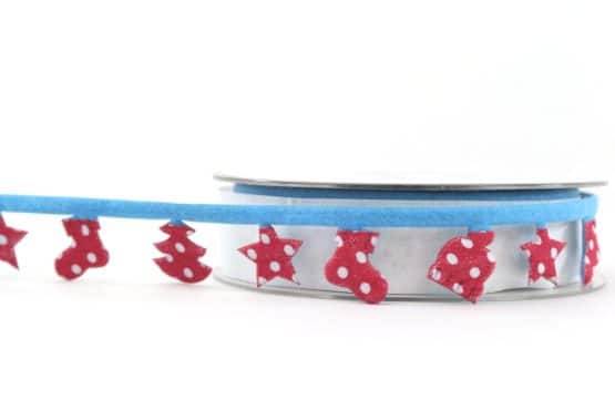 Dekogirlande blau-rot, 25 mm - weihnachtsband, dekogirlande