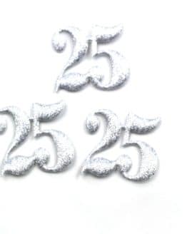 Dekozahl „25“, silber, 40 mm, 20 Stück - accessoires