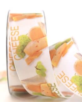 Geschenkband Käse / Cheese, 40 mm - dekoband, geschenkband-gemustert, essen-trinken