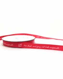 Geschenkband Für Dich, rot, 15 mm breit - satinband, glueck, valentinstag, muttertag, hochzeit