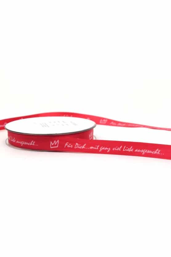 Geschenkband Für Dich, rot, 15 mm breit - satinband, glueck, valentinstag, muttertag, hochzeit