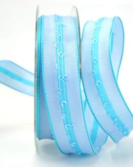 Schlichtes Geschenkband hellblau, 25 mm breit - dekoband-mit-drahtkante-dekoband