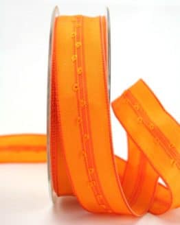 Schlichtes Geschenkband orange, 25 mm breit - dekoband-mit-drahtkante-dekoband