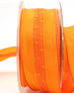 Schlichtes Geschenkband orange, 40 mm breit - dekoband-mit-drahtkante-dekoband