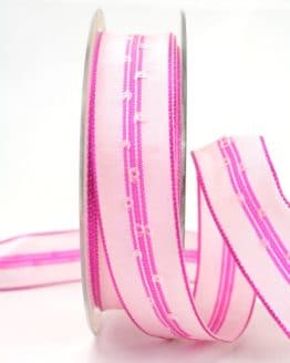 Schlichtes Geschenkband rosa, 25 mm breit - dekoband-mit-drahtkante-dekoband