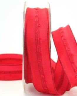 Schlichtes Geschenkband rot, 25 mm breit - weihnachtsband, geschenkband-weihnachten, dekoband-mit-drahtkante-dekoband