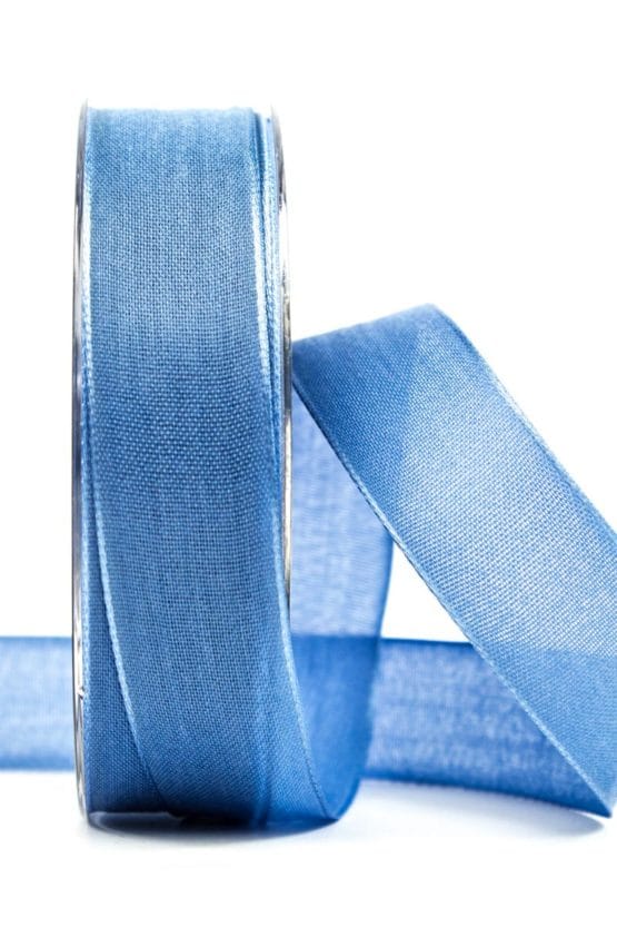 Geschenkband Leinen, jeansblau, 25 mm breit - geschenkband-einfarbig, dekoband