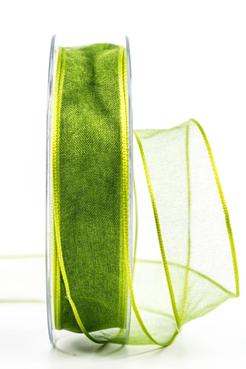 Geschenkband_25mm_hellgruen_407192510420 Organzaband mit Drahtkante, grün, 25 mm breit