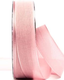 Geschenkband Leinen, rosa, 25 mm breit - geschenkband-einfarbig, dekoband