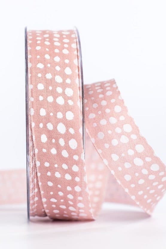 Geschenkband in Leinenoptik, rosa, 25 mm breit - dekoband, geschenkband-gemustert