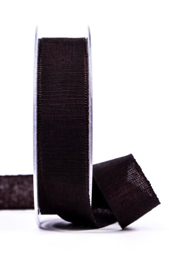 Geschenkband m. schöner Webstruktur, schokobraun, 25 mm breit - dekoband, geschenkband-einfarbig