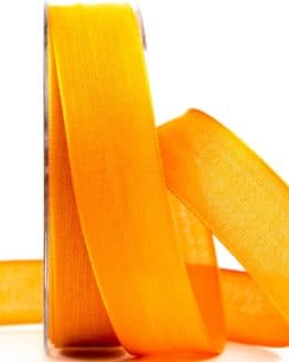 Geschenkband Leinen, orange, 25 mm breit - dekoband, geschenkband-einfarbig