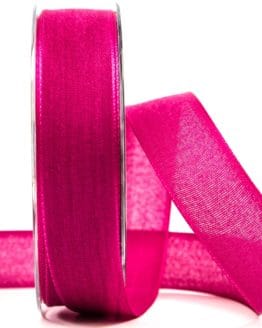 Geschenkband Leinen, pink, 25 mm breit - dekoband, geschenkband-einfarbig