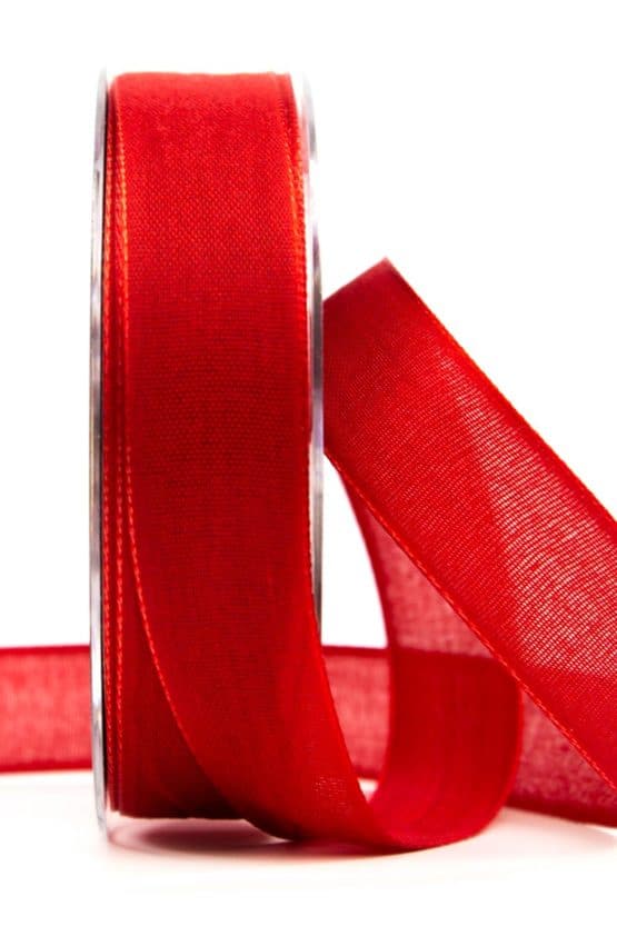 Geschenkband Leinen, rot, 25 mm breit - dekoband, geschenkband-einfarbig