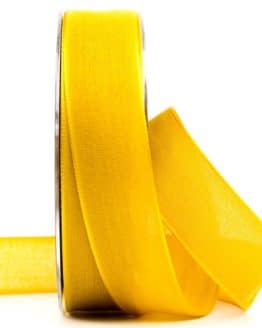 Geschenkband Leinen, gelb, 25 mm breit - geschenkband-einfarbig, dekoband