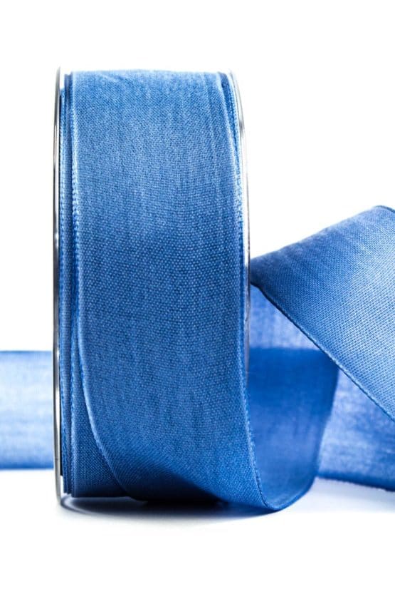 Geschenkband Leinen, jeansblau, 40 mm breit - dekoband, geschenkband-einfarbig