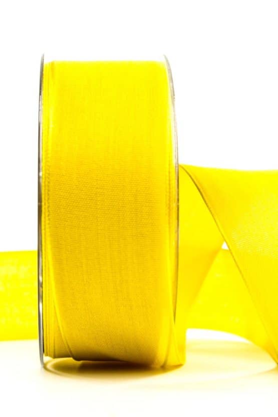Geschenkband Leinen, gelb, 40 mm breit - dekoband, geschenkband-einfarbig