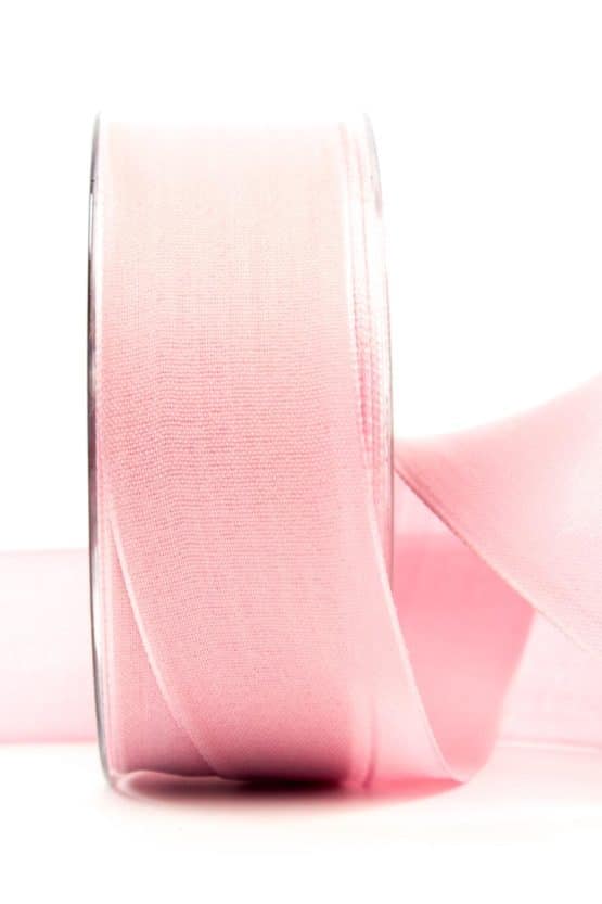 Geschenkband Leinen, rosa, 40 mm breit - dekoband, geschenkband-einfarbig
