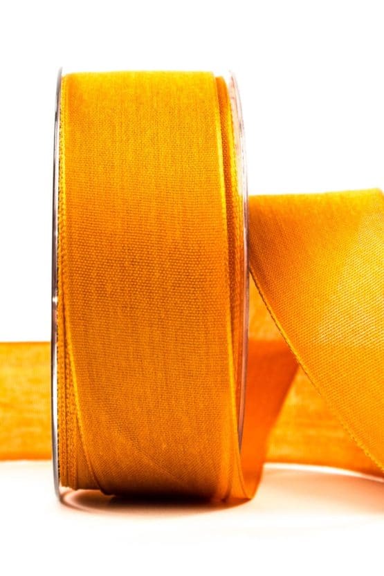 Geschenkband Leinen, orange, 40 mm breit - dekoband, geschenkband-einfarbig