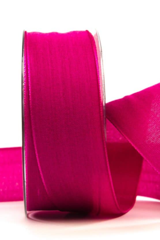 Geschenkband Leinen, pink, 40 mm breit - geschenkband-einfarbig, dekoband