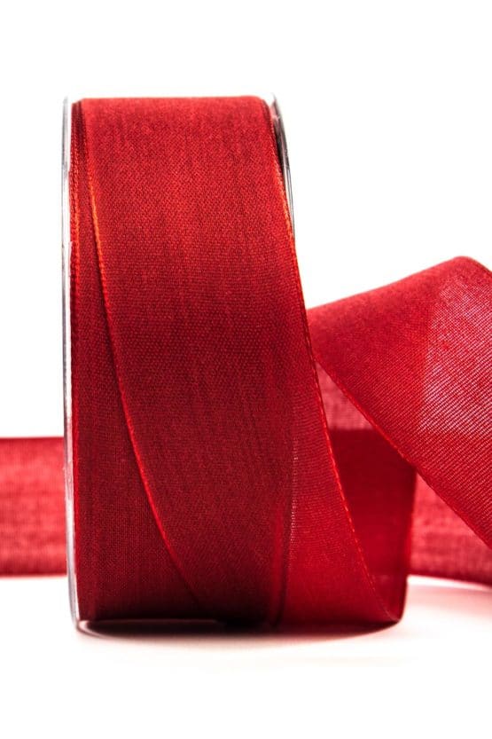 Geschenkband Leinen, rot, 40 mm breit - geschenkband-einfarbig, dekoband