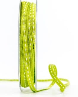 Stichband, hellgrün, 5 mm breit - geschenkband-gemustert, dekoband